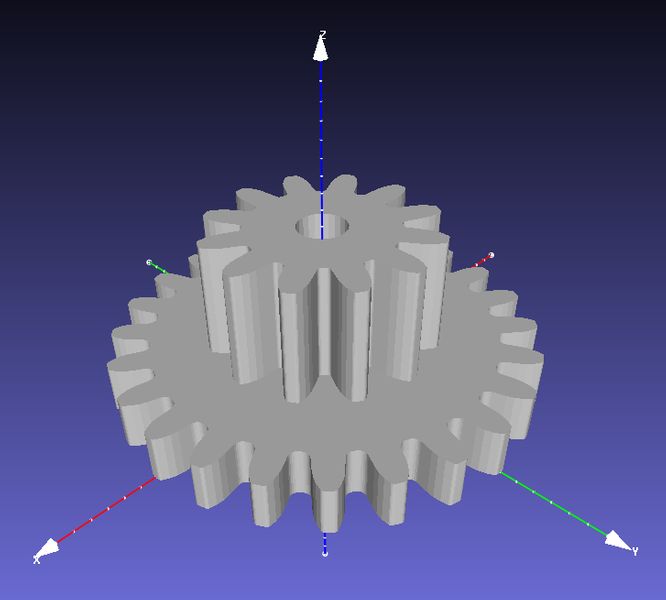 Image d'un engrenage sur un logiciel 3D