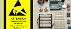 Pièces électroniques avec un panneau d'avertissement sur les risques électrostatiques
